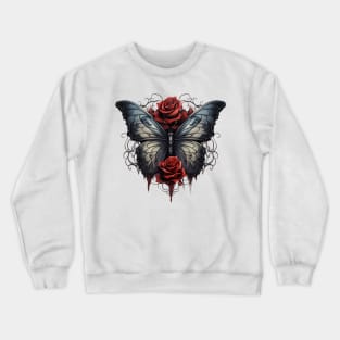 Gothic Butterfly Roses Crewneck Sweatshirt